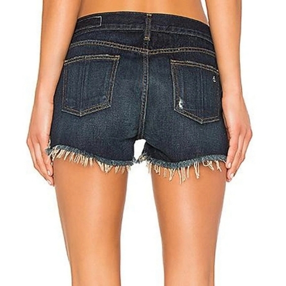 Rag & Bone Shorts Jean Cut Off Short in Doris Distressed Cotton Dark Wash sz 27 - Picture 4 of 11